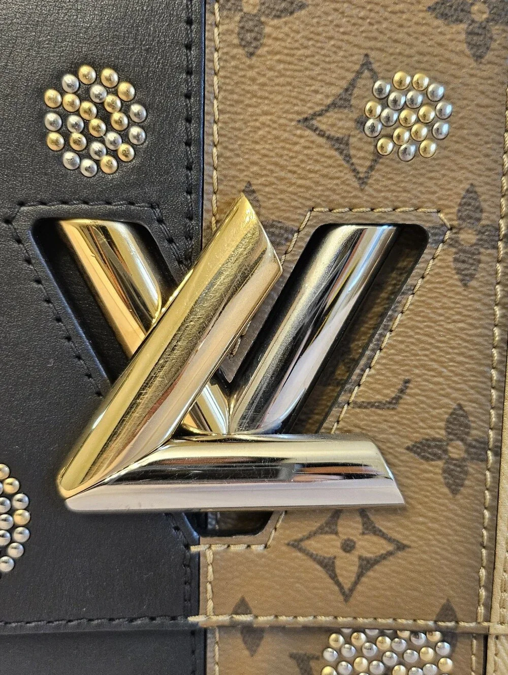 Louis Vuitton Limited Edition Monogram Studded Twist MM Bag